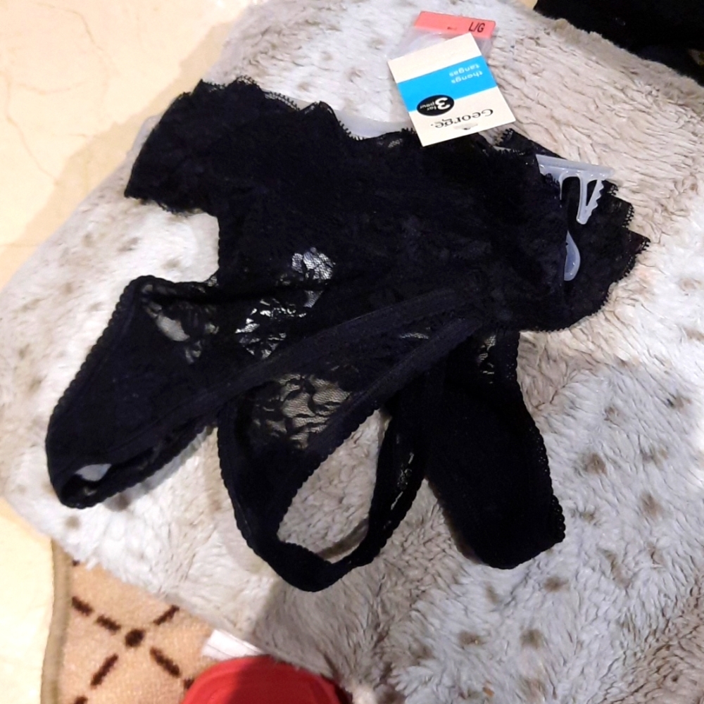 NWT lot of 3 pairs🌹 SEXY lace BLACK PANTIES THONG SIZE LARGE